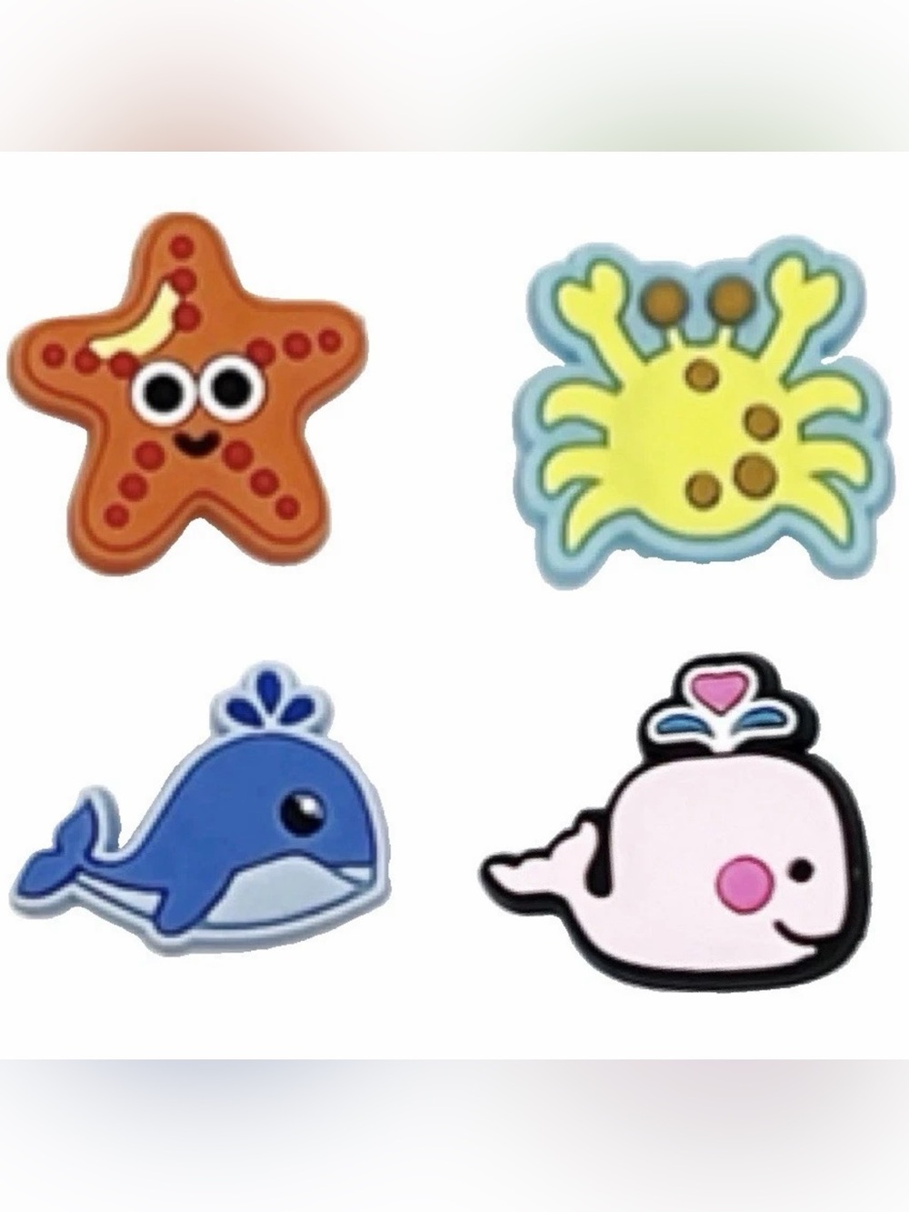 4 Pieces Starfish Crab Dolphin Whale Ocean Shoe Charms For Croc Shoes